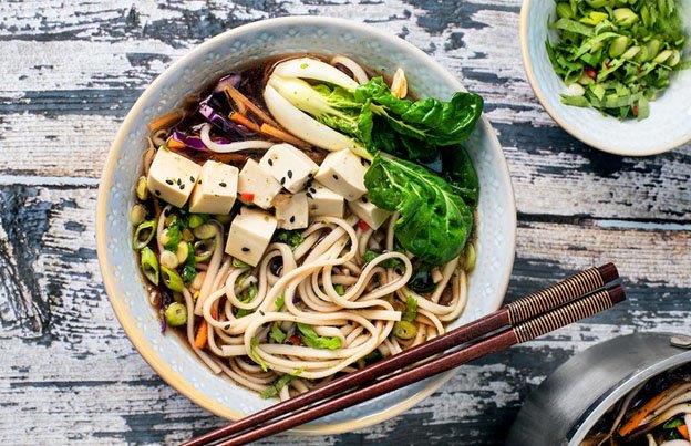 Miso and Ginger Udon Noodle Soup with Silken Tofu